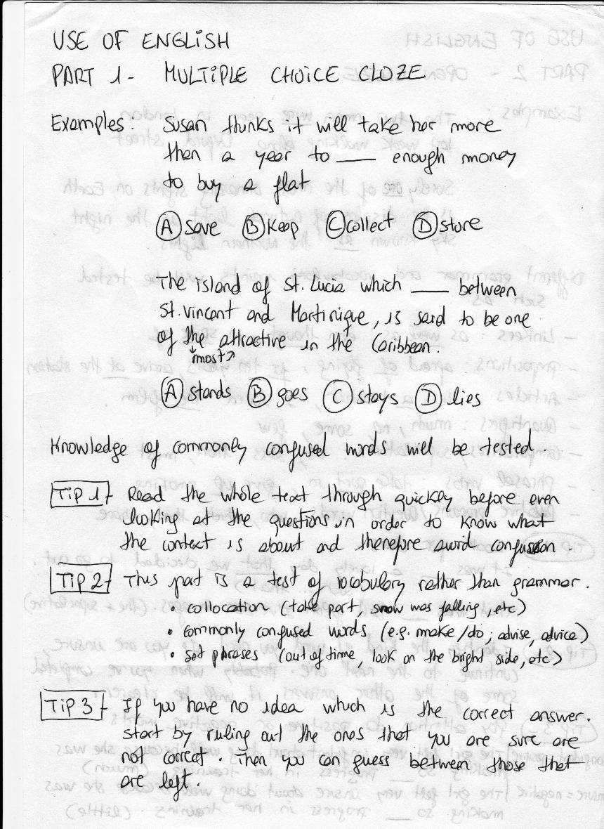 Fce Use Of English Part 1 Multiple Choice Cloze